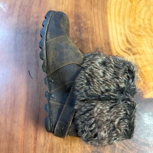 Sorel Joan of Arctic Wedge Women's Ankle Boots 10 M Leather Brown Faux Fur - Picture 5 of 9